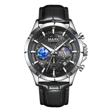 Mark Fairwhale FW-5870 LUNAVOR - Men’s Moon Phase Chronograph Leather Strap Watch