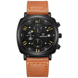 Mark Fairwhale FW-5510 AEROCOMMANDER Leather Military Watch with Blue Dial