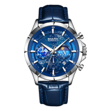 Mark Fairwhale FW-5870 LUNAVOR - Men’s Moon Phase Chronograph Leather Strap Watch