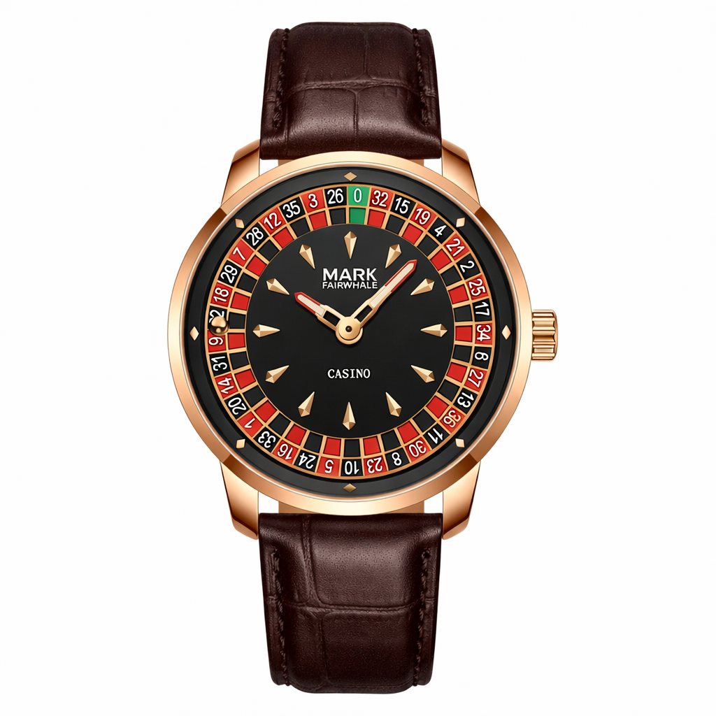 Mark Fairwhale FW-5031B ROULEX – Men’s Quartz Watch Roulette Leather Strap Limited Edition
