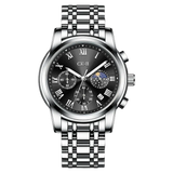 Mark Fairwhale FW-5039 CORDANT - Luxury Men’s Roman Numeral Quartz Watch with Stainless Steel Strap, Moon Phase & Chronograph