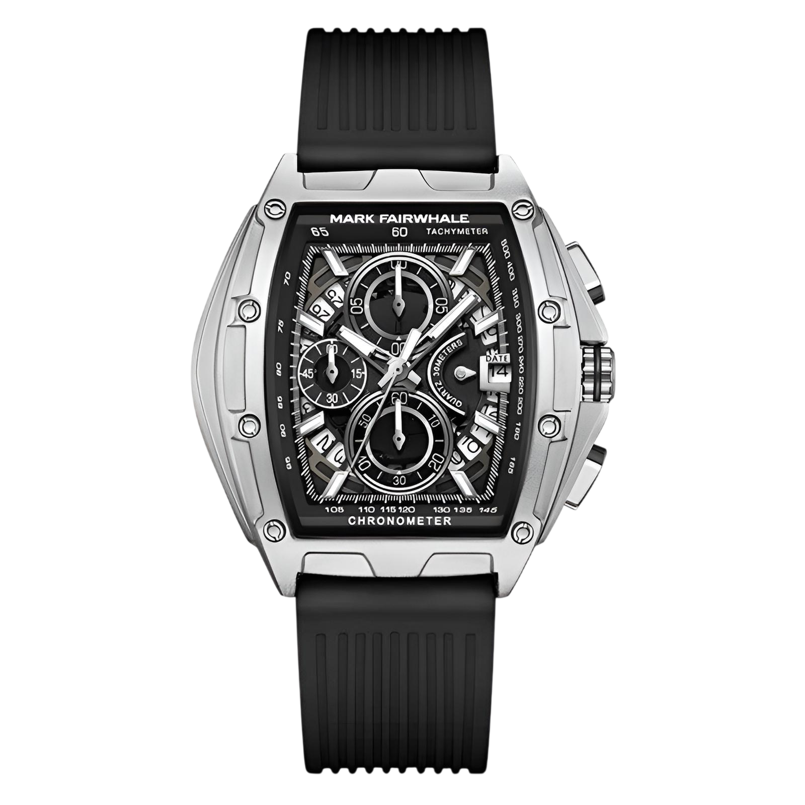 Mark Fairwhale FW-6590 RUBBER - Tonneau Chronograph Watch - Sporty Red