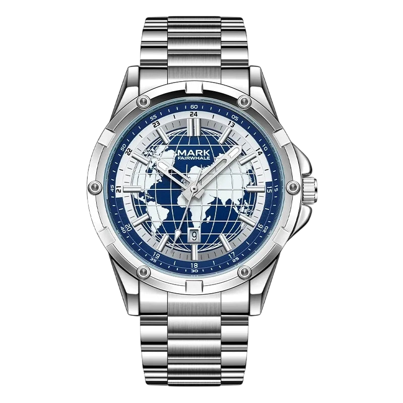 MARK FAIRWHALE FW-5130 CLASSIFOR - Quartz Watch World Dial & Luminous - Stainless Steel Design