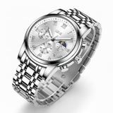 Mark Fairwhale FW-5039 CORDANT - Luxury Men’s Roman Numeral Quartz Watch with Stainless Steel Strap, Moon Phase & Chronograph