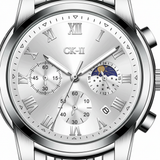 Mark Fairwhale FW-5039 CORDANT - Luxury Men’s Roman Numeral Quartz Watch with Stainless Steel Strap, Moon Phase & Chronograph