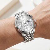 Mark Fairwhale FW-5039 CORDANT - Luxury Men’s Roman Numeral Quartz Watch with Stainless Steel Strap, Moon Phase & Chronograph