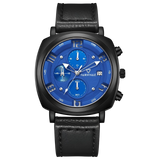 Mark Fairwhale FW-5510 AEROCOMMANDER Leather Military Watch with Blue Dial