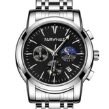 FAIRWHALE FW-5630 LUNARYS - Men’s Moon Phase Watch with Auto Date & Stainless Steel Strap