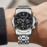 FAIRWHALE FW-5630 LUNARYS - Men’s Moon Phase Watch with Auto Date & Stainless Steel Strap