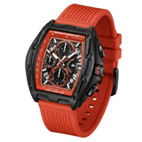 Mark Fairwhale FW-6590 RUBBER - Tonneau Chronograph Watch - Sporty Red