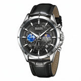 Mark Fairwhale FW-5870 LUNAVOR - Men’s Moon Phase Chronograph Leather Strap Watch